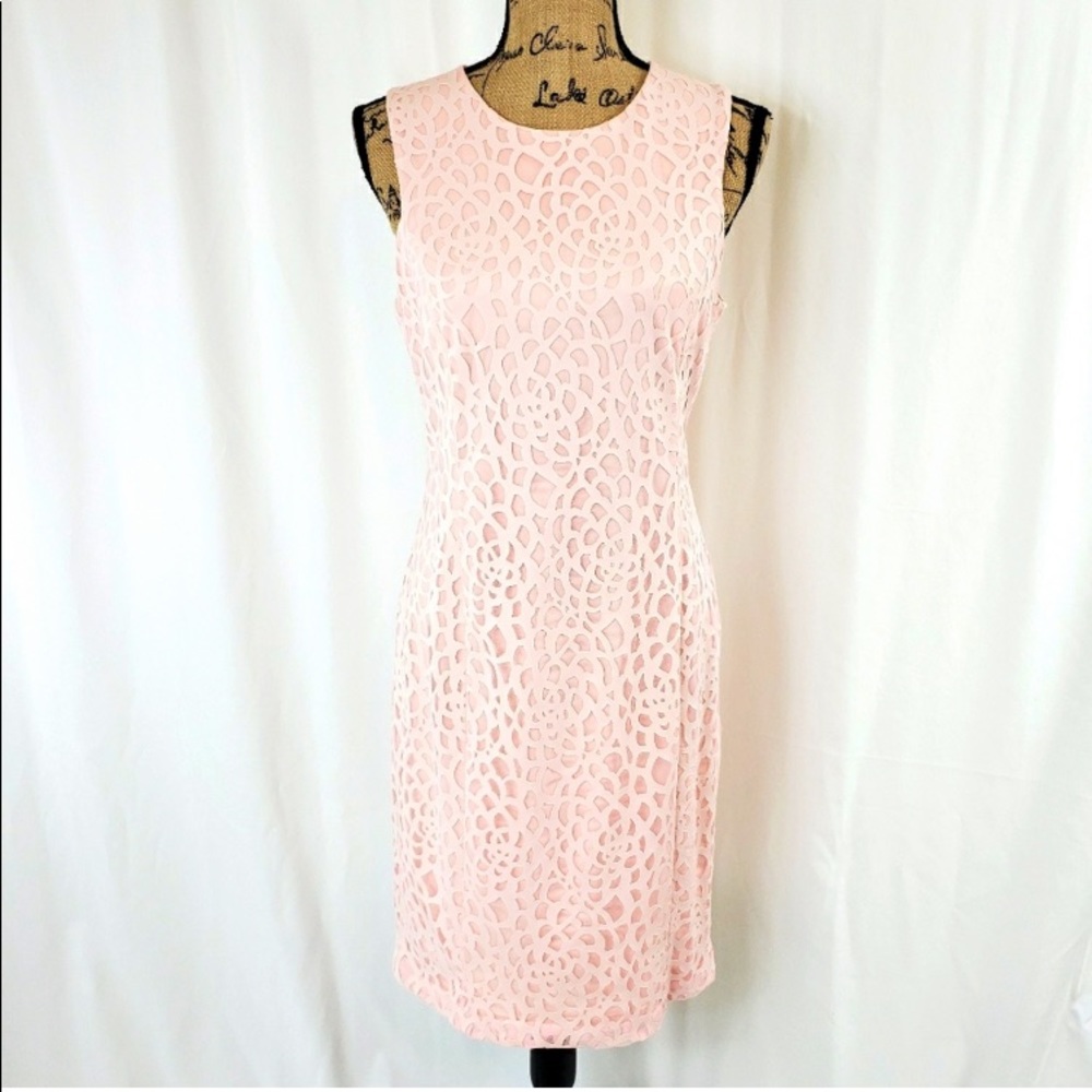 KARL LAGERFELD Paris Pink Cutout Lace Dress Sz 10